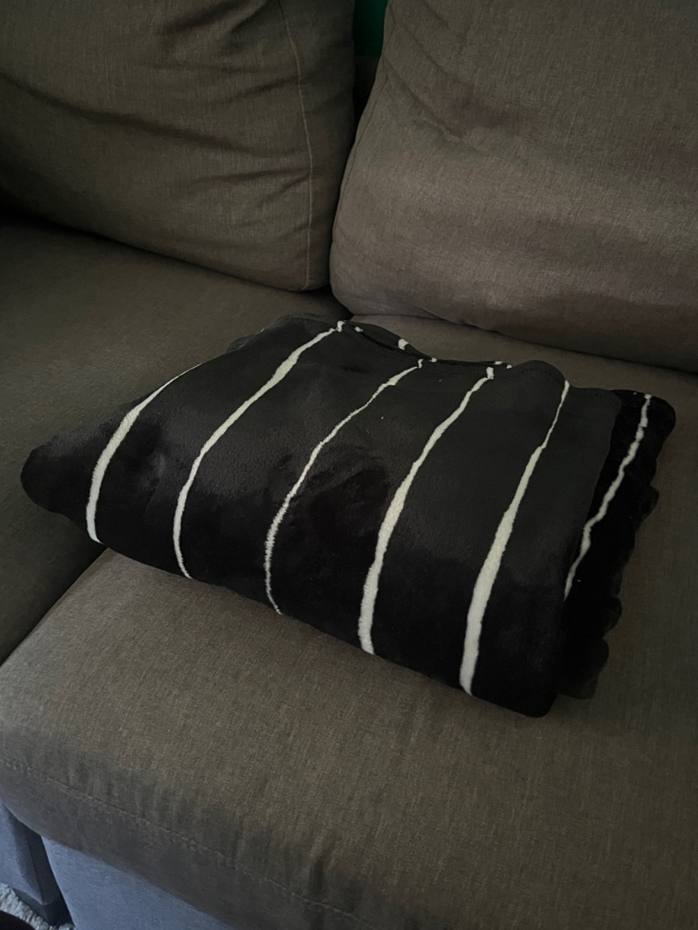 Room Essentials Black Throw Blanket with White Stripes